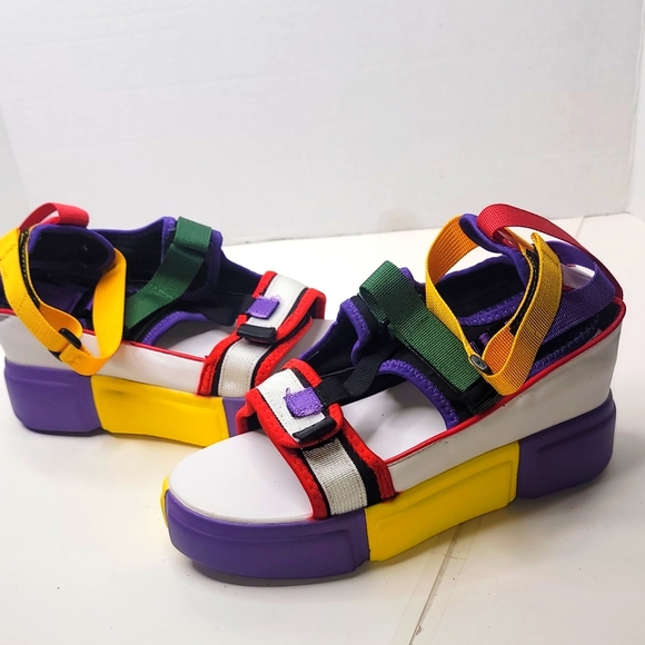 Women's Multi Colored Platform Velcro Strapped Sandal - Picture 1 of 16